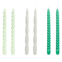 Hay Lange, Gedrehte Kerzen, 6 Stück, Grün - Dunkelrosa - Orange 7 Hay Lange, Gedrehte Kerzen, 6 Stück, Grün - Dunkelrosa - Orange -Günstig Heimdekoration 541309 Candle Long Mix Set of 6 mint light grey green EEHA