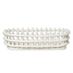 Ferm LIVING Ceramic Korb, Oval, Cremeweiß