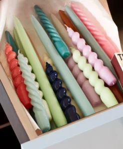 Hay Spiral Kerzen, 6 Stück, Lila - Violettblau - Hellblau -Günstig Heimdekoration Candle Spiral Candle Twist Candle Conical 1