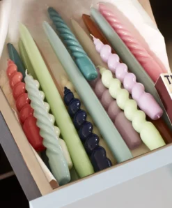 Hay Twist Kerzen, 6 Stück, Blauviolett - Cremeweiß - Burgunderrot -Günstig Heimdekoration Candle Spiral Candle Twist Candle Conical