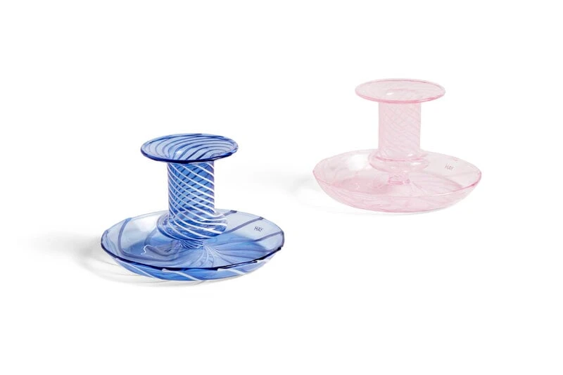 Hay Flare Stripe Candleholder, Light Blue - White 2 Hay Flare Stripe Candleholder, Light Blue - White – Bild 2