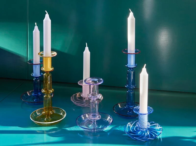 Hay Flare Stripe Candleholder, Light Blue - White 3 Hay Flare Stripe Candleholder, Light Blue - White – Bild 3