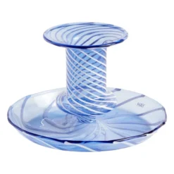 Hay Flare Stripe Candleholder, Light Blue - White