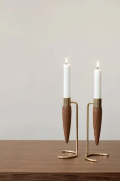 Menu Umanoff Kerzenhalter, Messing Poliert – Nussbaum -Günstig Heimdekoration MENU Umanoff Candle Holder